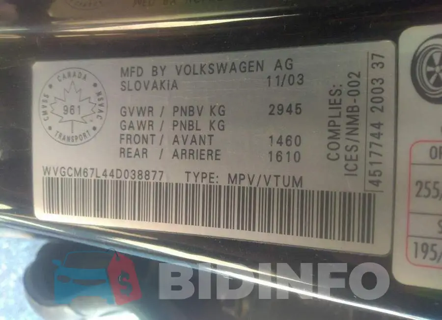 WVGCM67L44D038877 Photo# 9