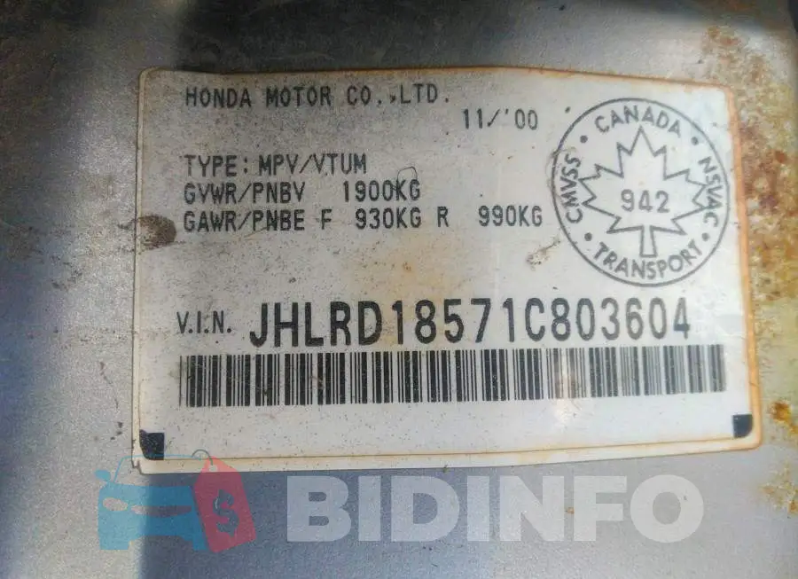 JHLRD18571C803604 Photo# 9
