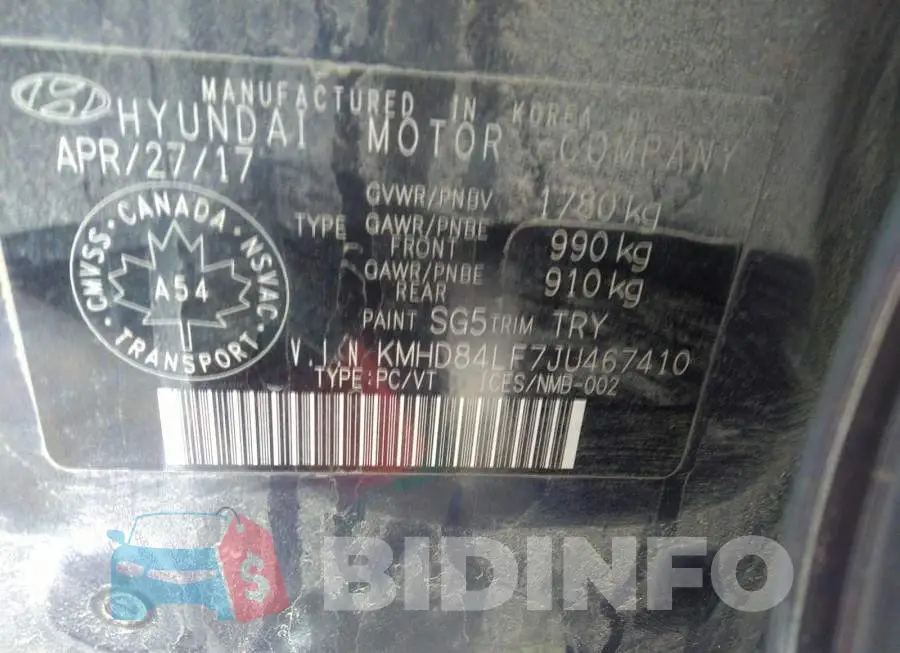 KMHD84LF7JU467410 Photo# 9