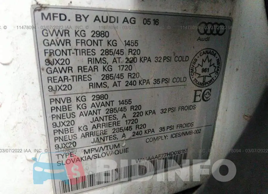 WA1AAAF77HD018151 Photo# 9