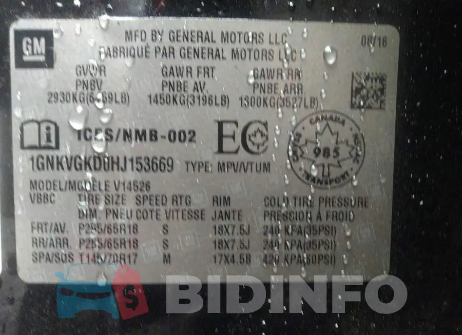 1GNKVGKD0HJ153669 Photo# 9
