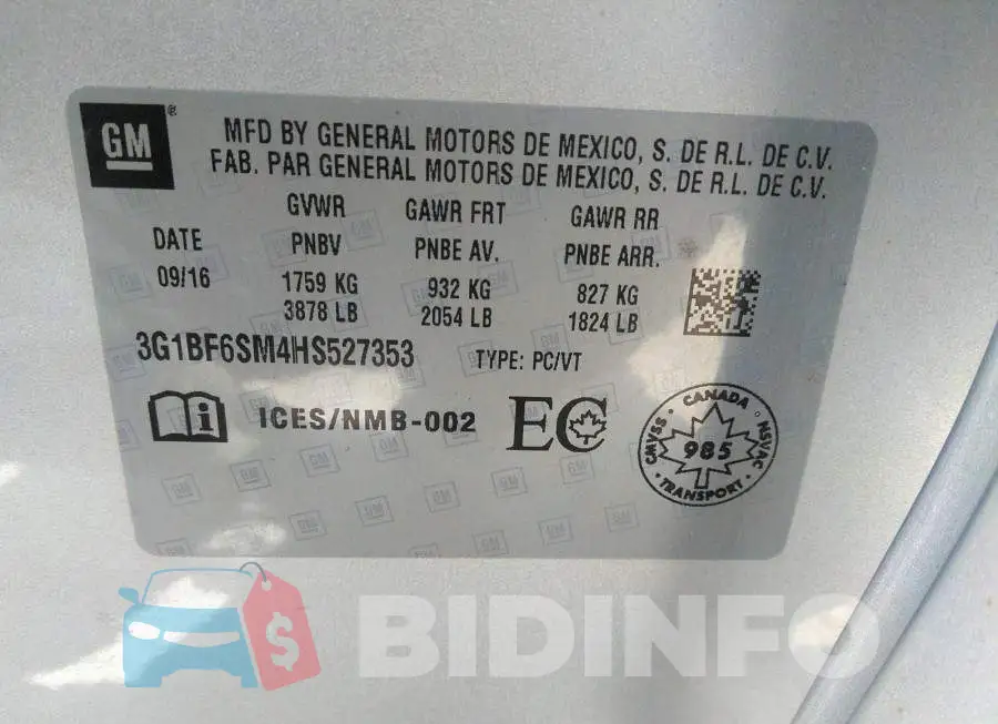 3G1BF6SM4HS527353 Photo# 9