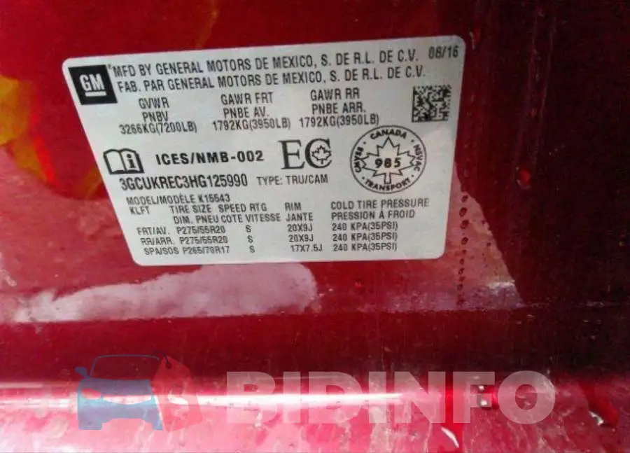 3GCUKREC3HG125990 Photo# 10