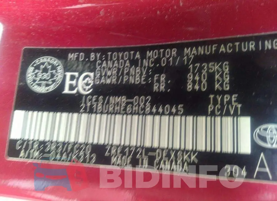 2T1BURHE6HC844045 Photo# 9