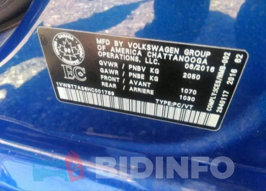 1VWBT7A36HC001789 Photo# 10