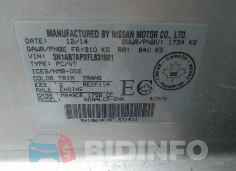 3N1AB7APXFL631601 Photo# 9
