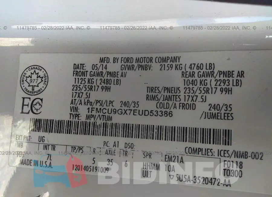 1FMCU9GX7EUD53386 Photo# 9