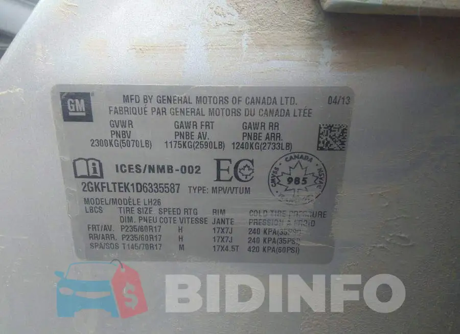 2GKFLTEK1D6335587 Photo# 9