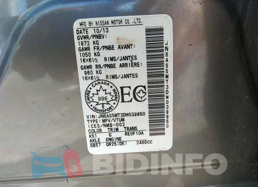 JN8AS5MT3DW039950 Photo# 9