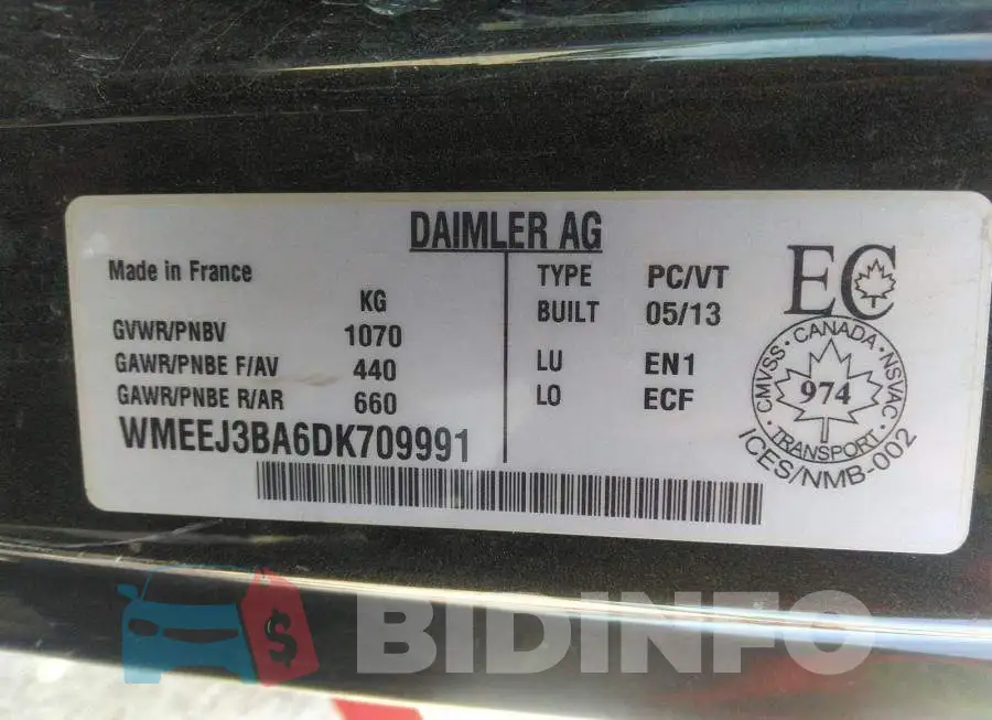 WMEEJ3BA6DK709991 Photo# 9