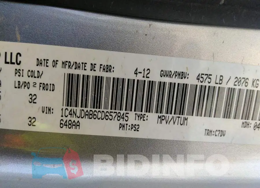 1C4NJDAB6CD657845 Photo# 9