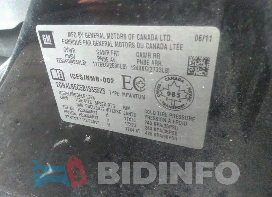 2GNALBEC5B1335523 Photo# 9