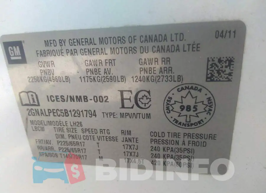 2GNALPEC5B1291794 Photo# 9