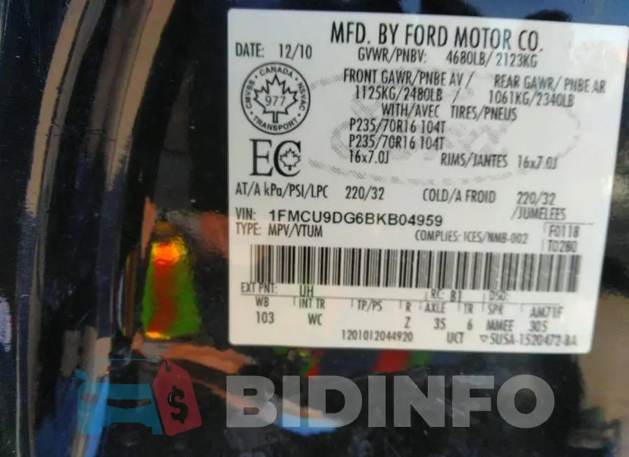 1FMCU9DG6BKB04959 Photo# 9