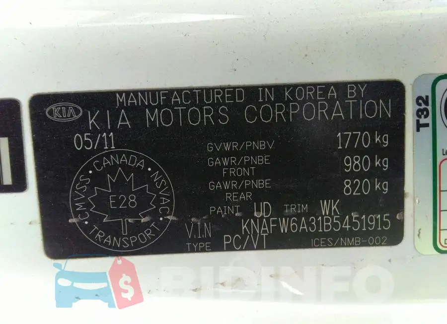 KNAFW6A31B5451915 Photo# 9