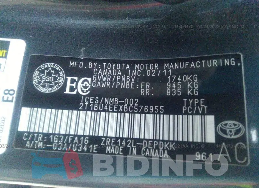2T1BU4EEXBC576955 Photo# 9