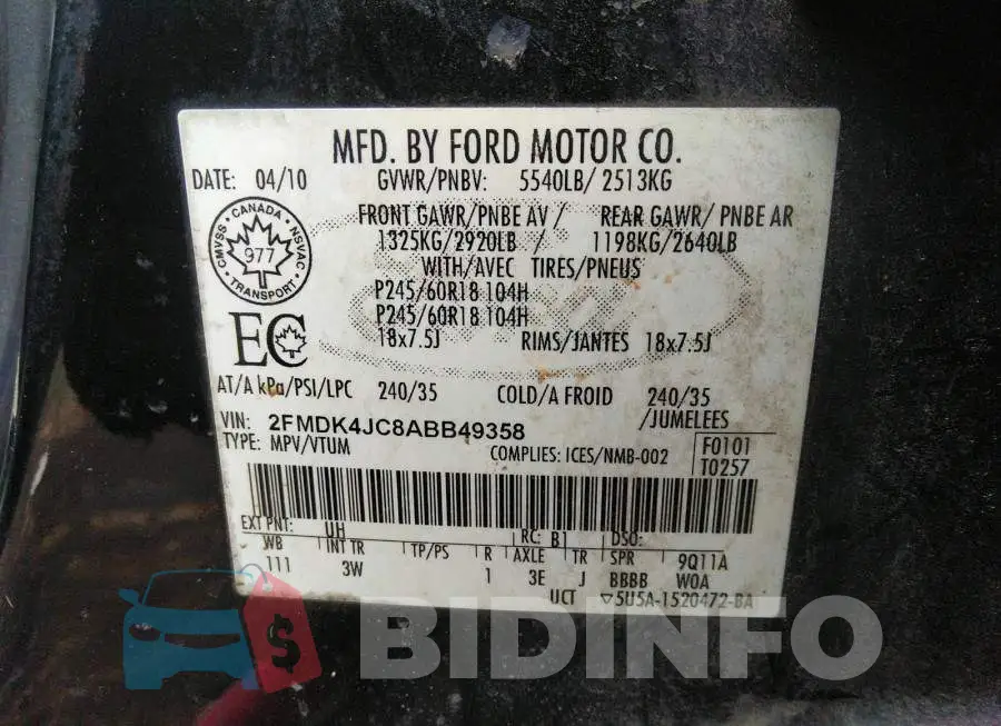 2FMDK4JC8ABB49358 Photo# 9
