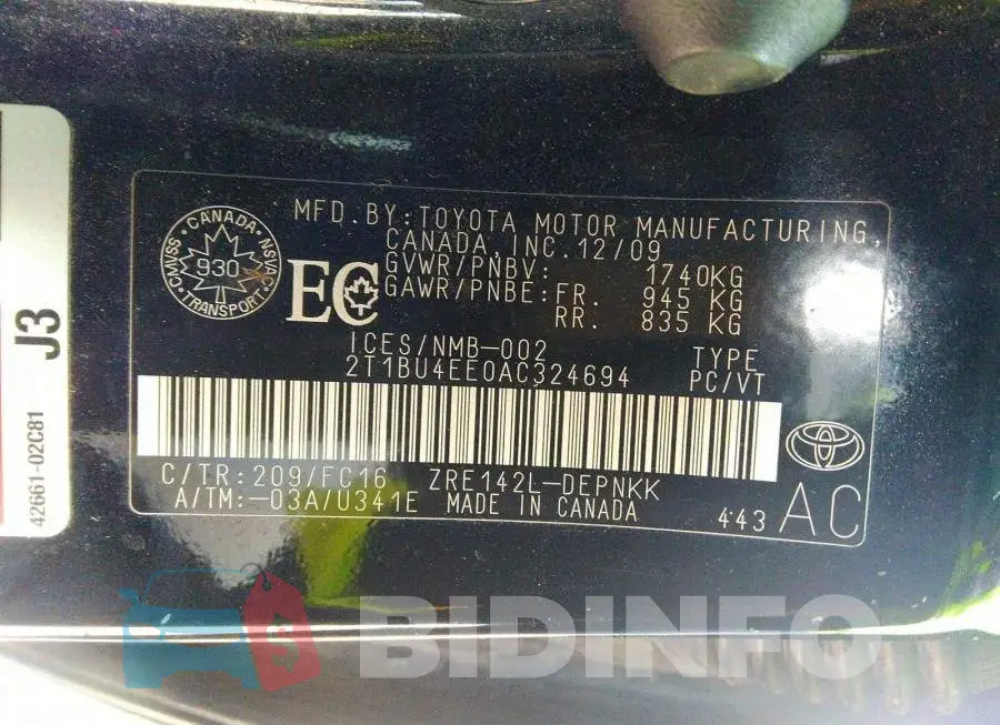 2T1BU4EE0AC324694 Photo# 9