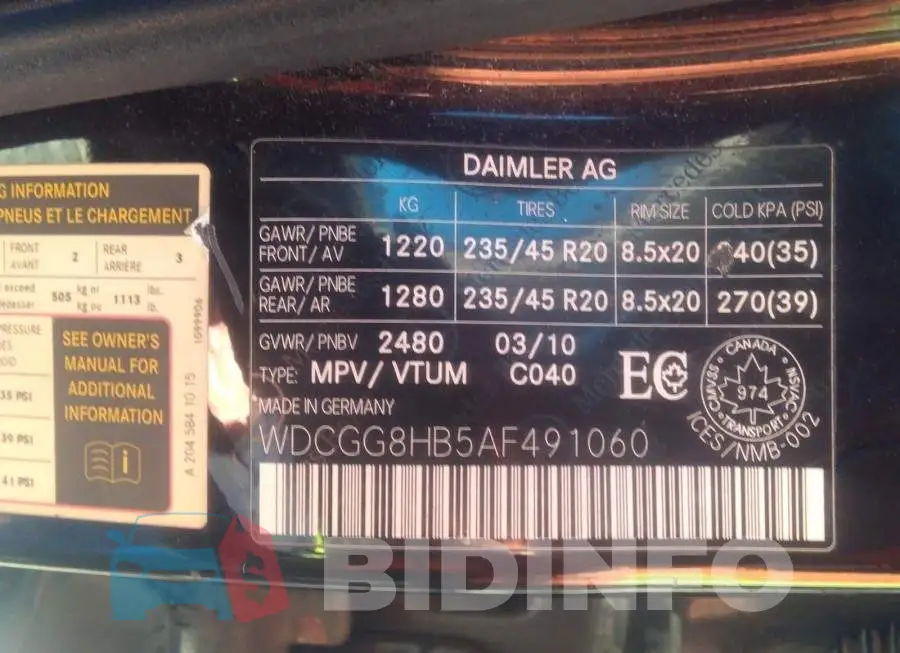 WDCGG8HB5AF491060 Photo# 9