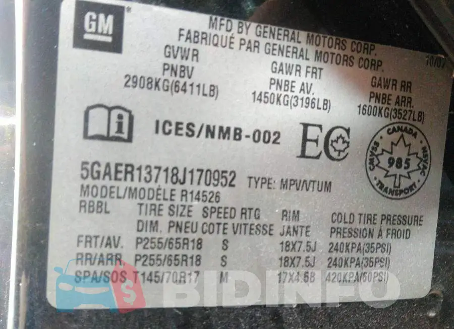 5GAER13718J170952 Photo# 9