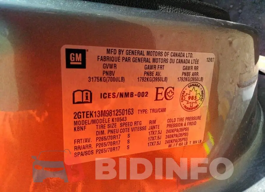 2GTEK13M981250163 Photo# 9