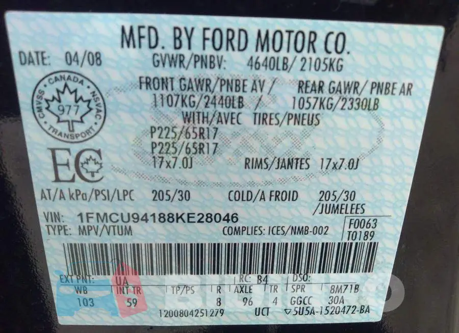 1FMCU94188KE28046 Photo# 9