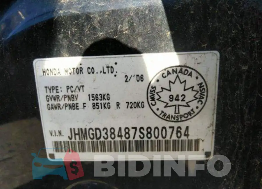 JHMGD38487S800764 Photo# 10