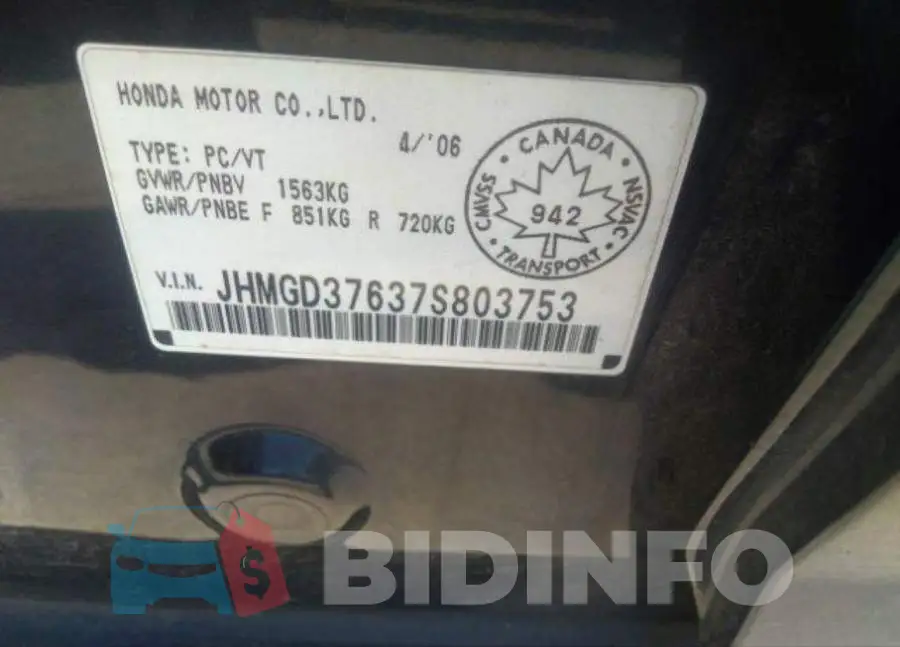 JHMGD37637S803753 Photo# 10