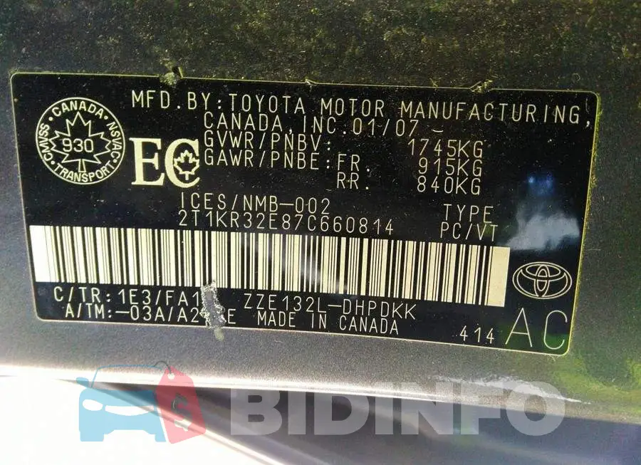 2T1KR32E87C660814 Photo# 9