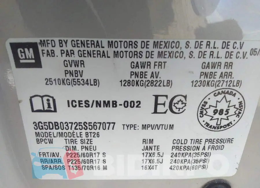 3G5DB03725S567077 Photo# 9
