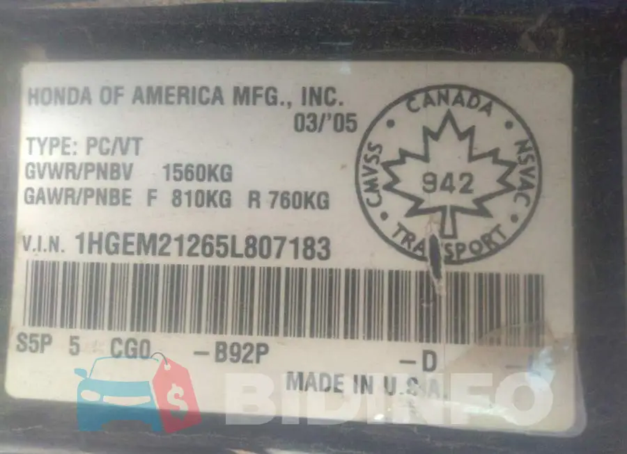 1HGEM21265L807183 Photo# 9