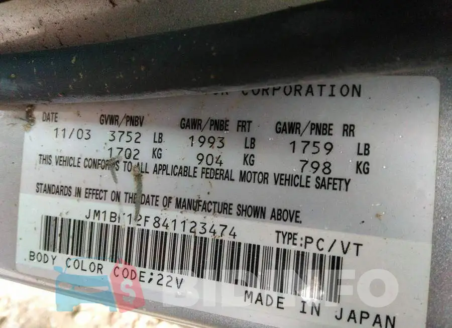 JM1BK12F841123474 Photo# 9