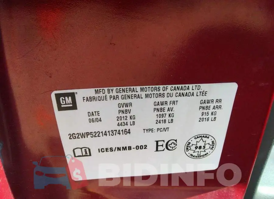 2G2WP522141374164 Photo# 9