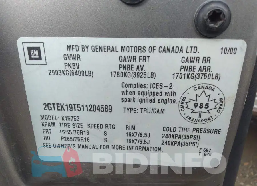 2GTEK19T511204589 Photo# 9