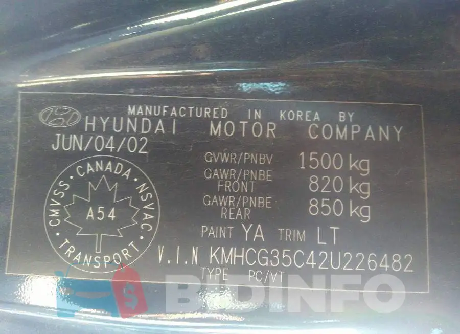 KMHCG35C42U226482 Photo# 9