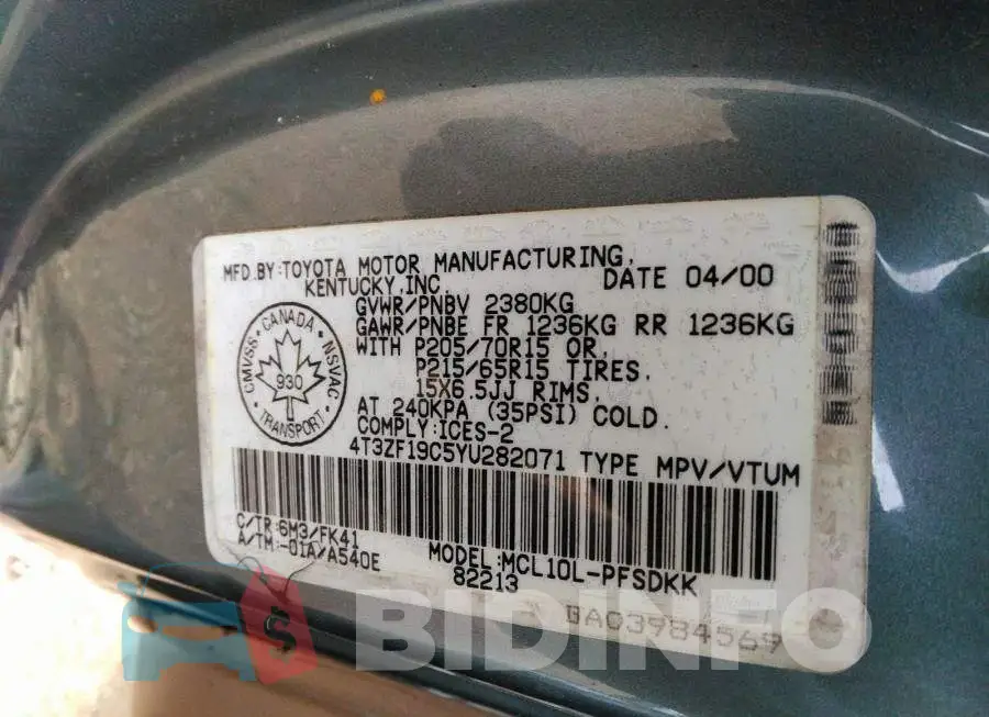 4T3ZF19C5YU282071 Photo# 9