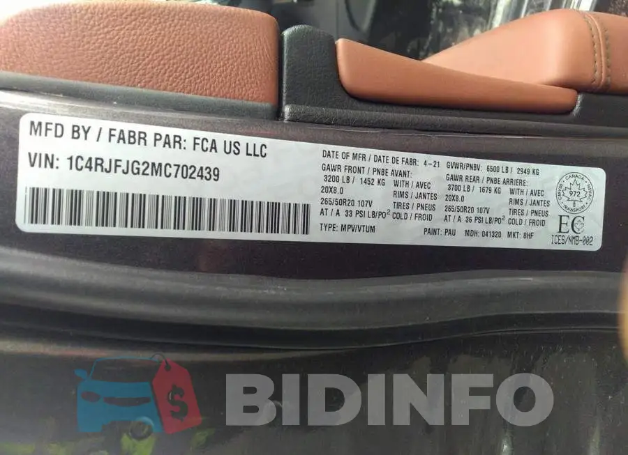 1C4RJFJG2MC702439 Photo# 9