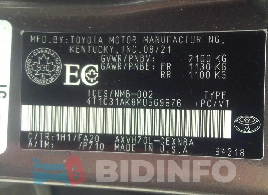 4T1C31AK8MU569876 Photo# 9