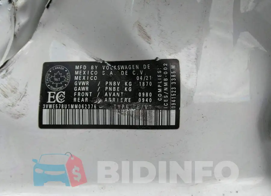 3VWE57BU1MM062376 Photo# 9