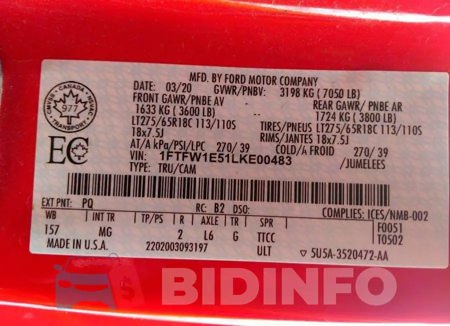 1FTFW1E51LKE00483 Photo# 9