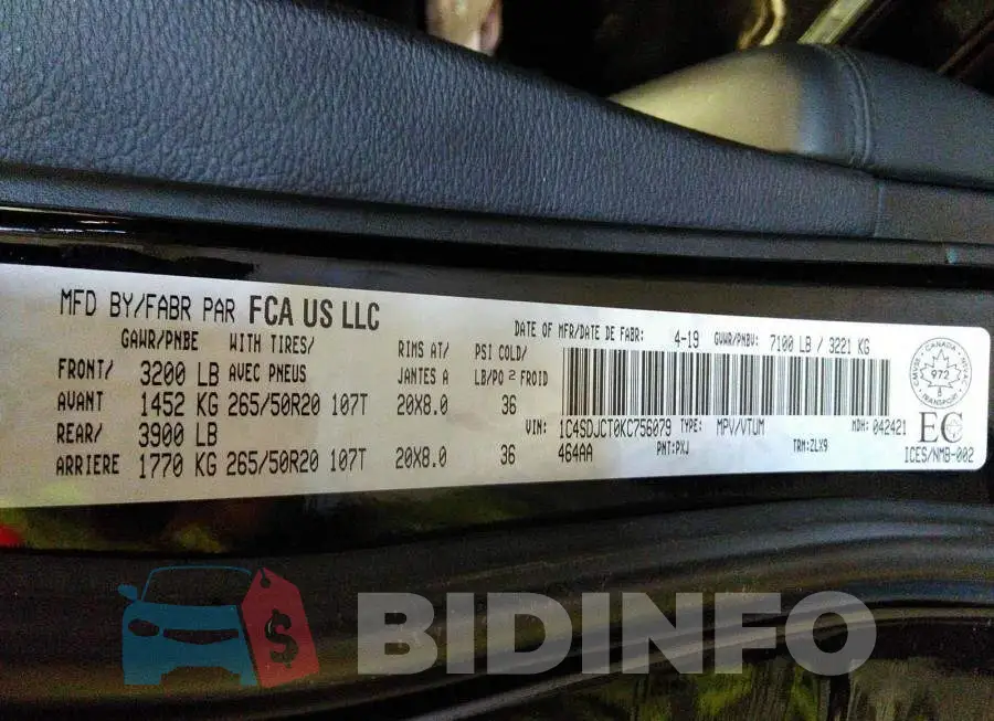 1C4SDJCT0KC756079 Photo# 9
