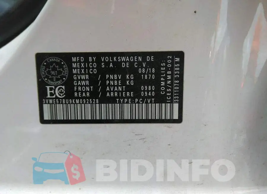 3VWE57BU9KM092528 Photo# 9