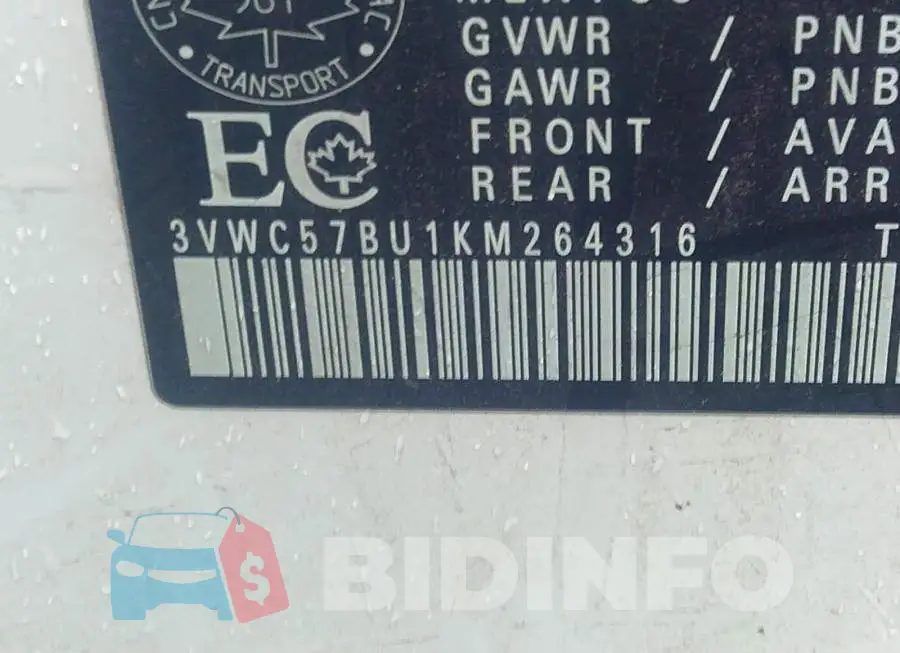 3VWC57BU1KM264316 Photo# 9