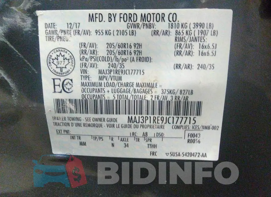 MAJ3P1RE9JC177715 Photo# 9