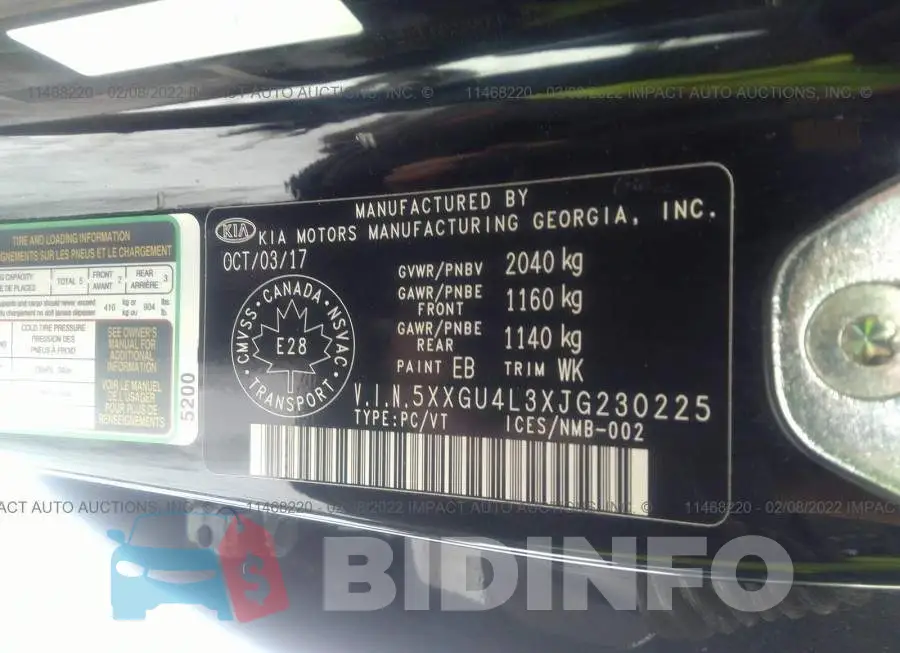 5XXGU4L3XJG230225 Photo# 9