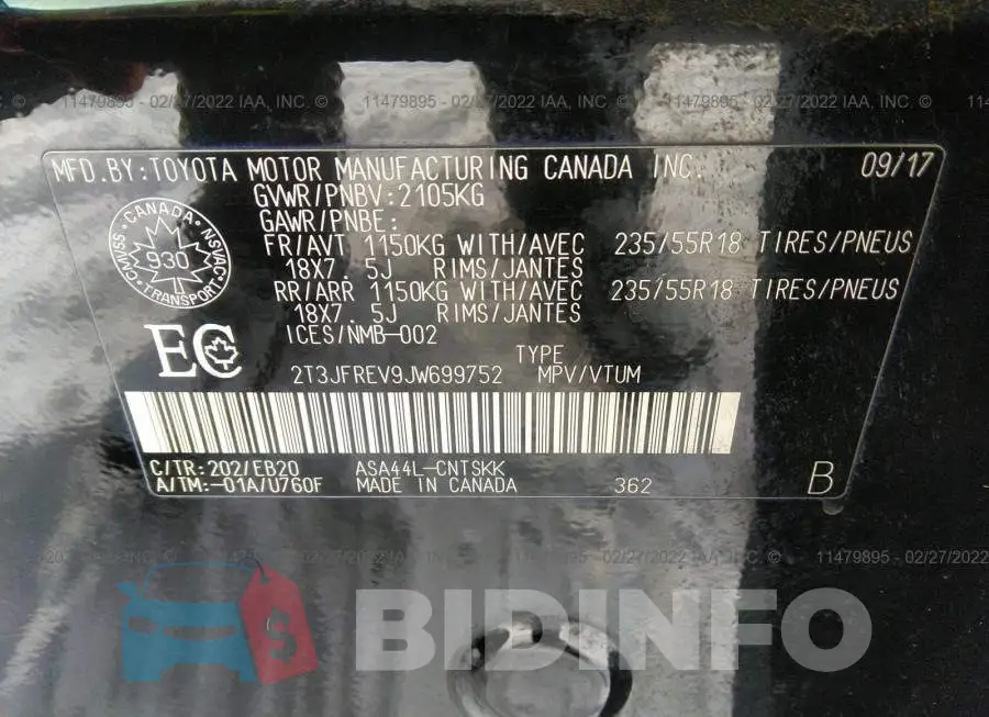 2T3JFREV9JW699752 Photo# 9