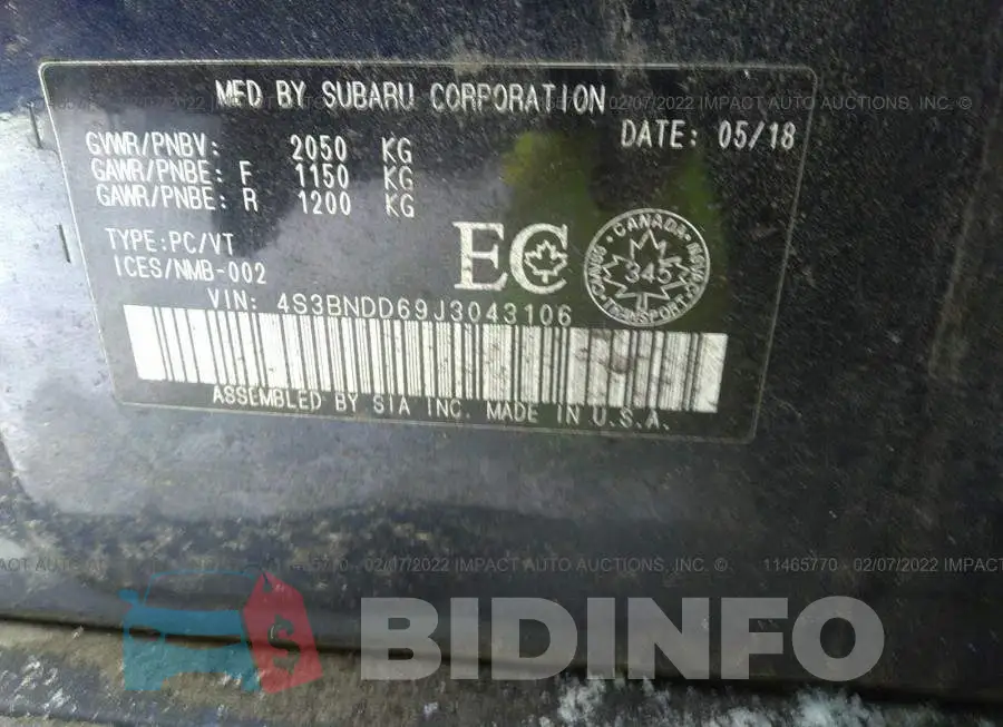 4S3BNDD69J3043106 Photo# 9
