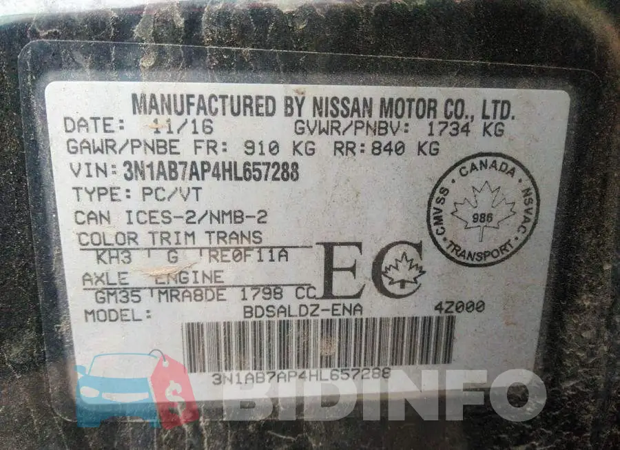 3N1AB7AP4HL657288 Photo# 9