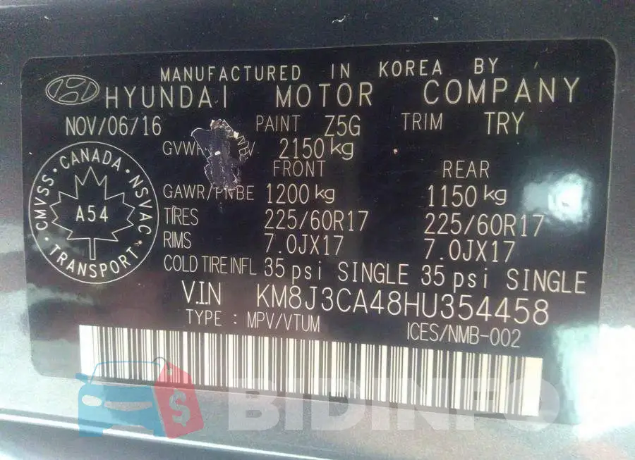 KM8J3CA48HU354458 Photo# 9