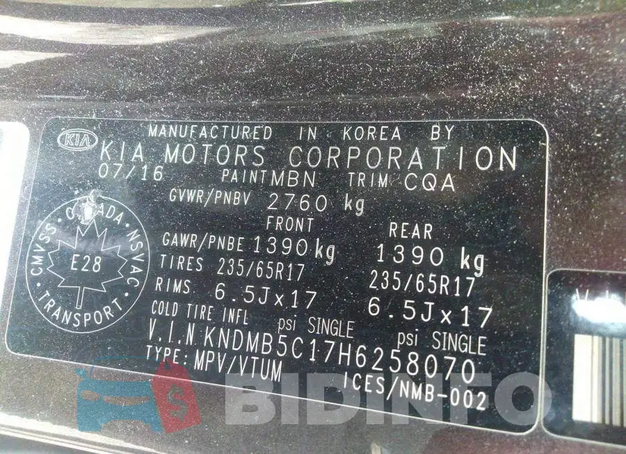 KNDMB5C17H6258070 Photo# 9
